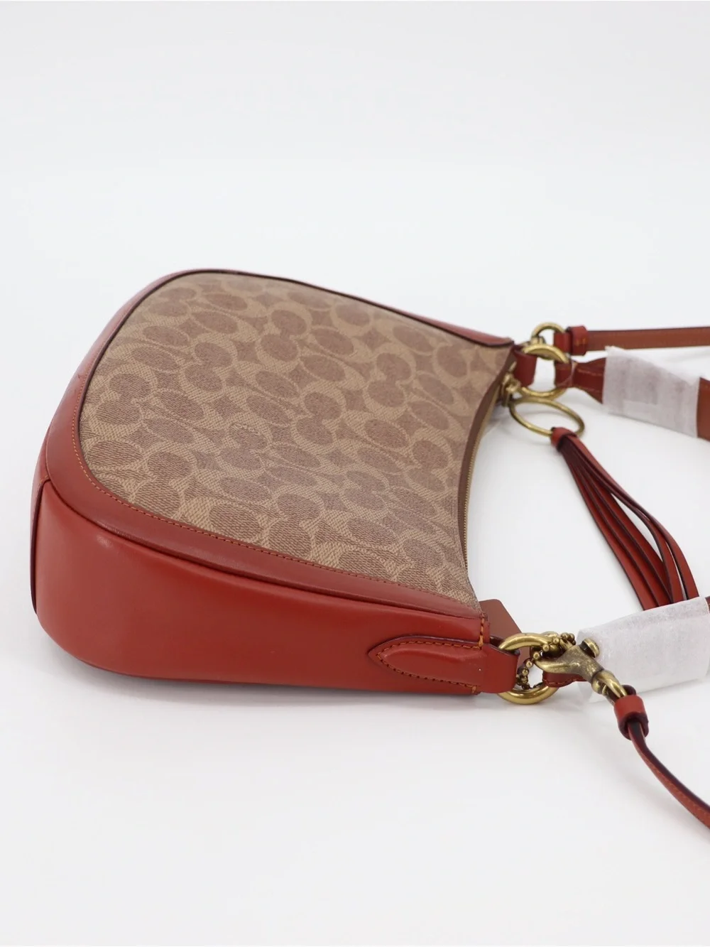 New Coach Signature Sutton Crossbody Shoulder Bag Tan Rust Authentic